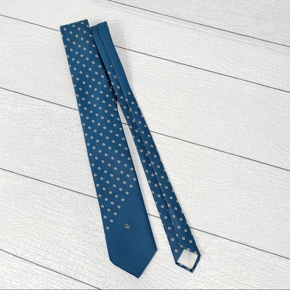 Christian Dior Blue Patterned Silk Tie